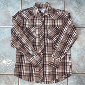 WRANGLER WRANCHER PEARL SNAP FLANNEL MEDIUM